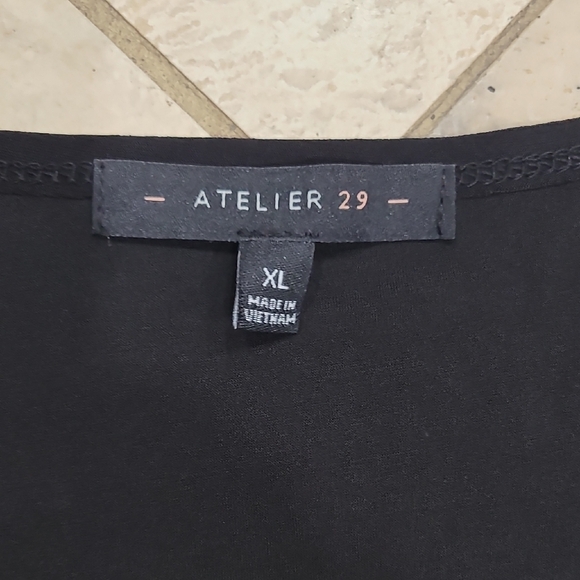 Atelier 29 Black Blouse with Sheer Puff Sleeves - Picture 3 of 7